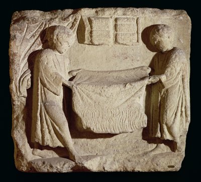 Relief depicting a draper in his shop by Roman